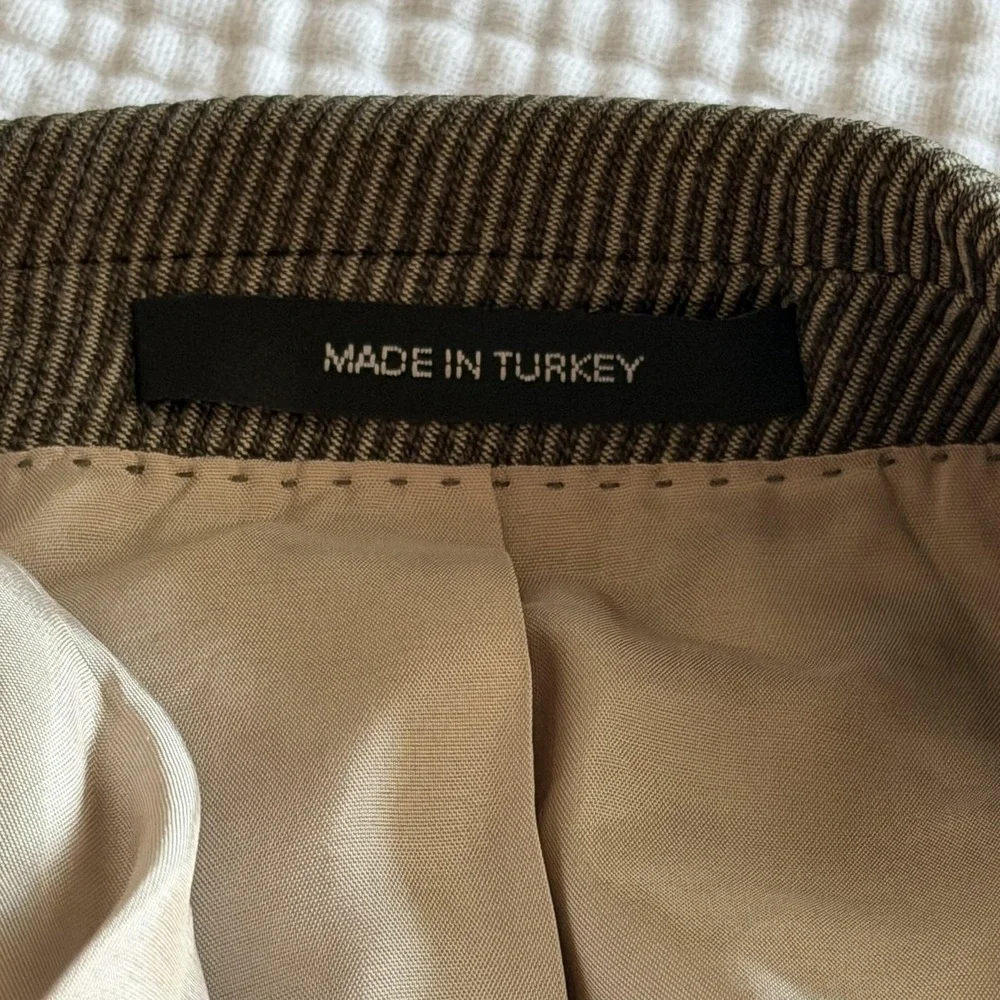 Hugo Boss Suit Jacket Mens 42R Brown Stripe Wool Notch Lapel Turkey Business